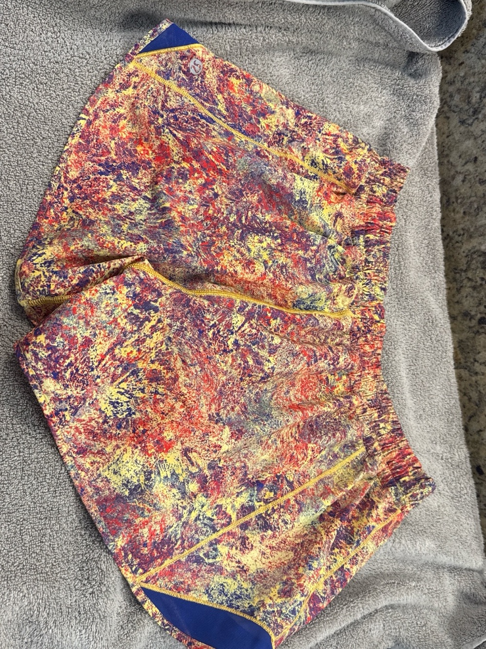 lululemon athletica Multicolor Splatter Athletic Shorts — Yellow, Red, Blue